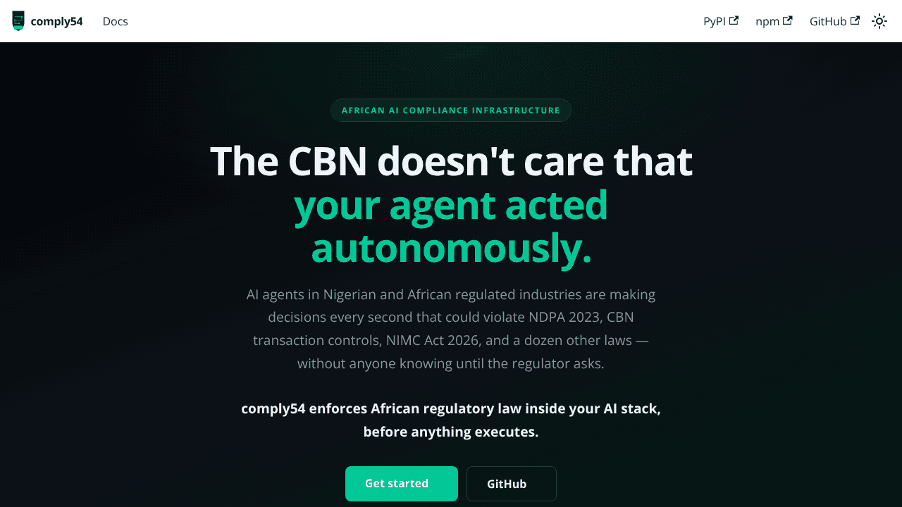 comply54 website screenshot