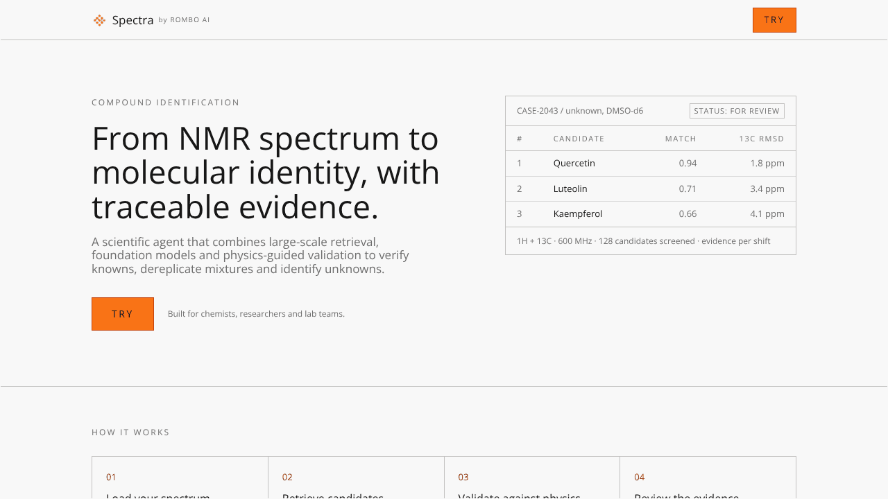 Compound identification AI Agent website screenshot