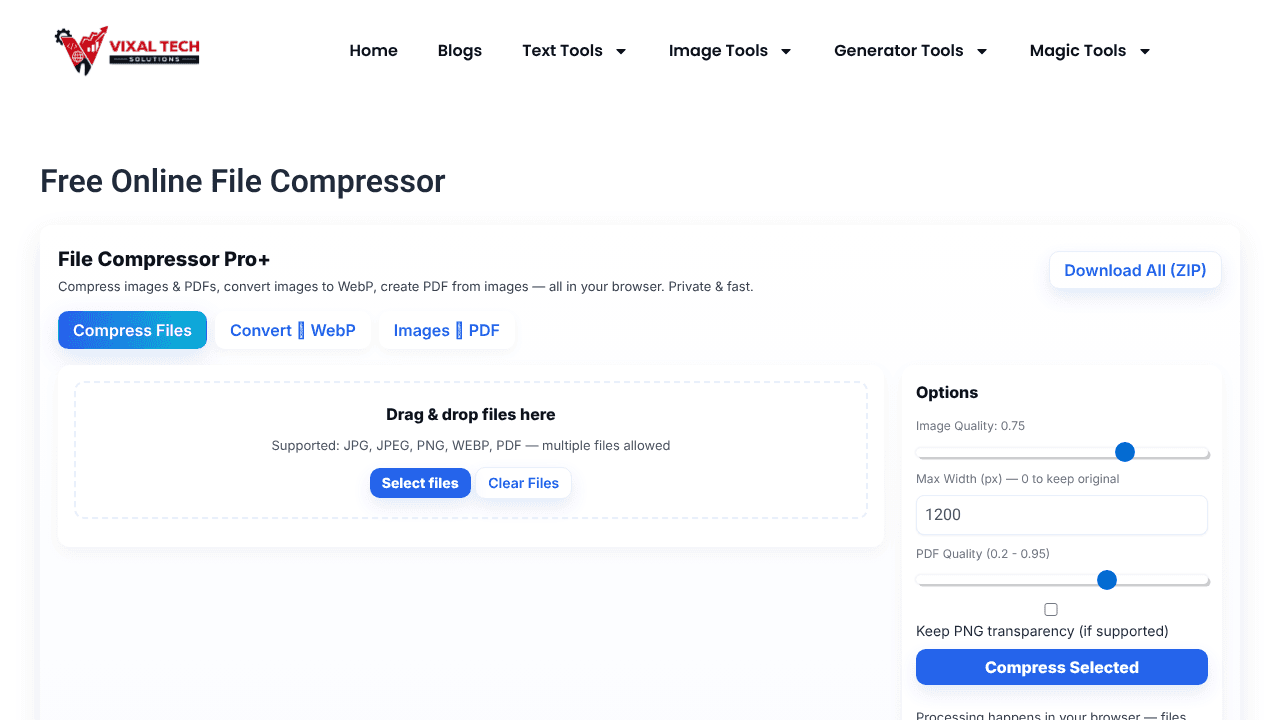 Compress Image Online No Upload Free website screenshot
