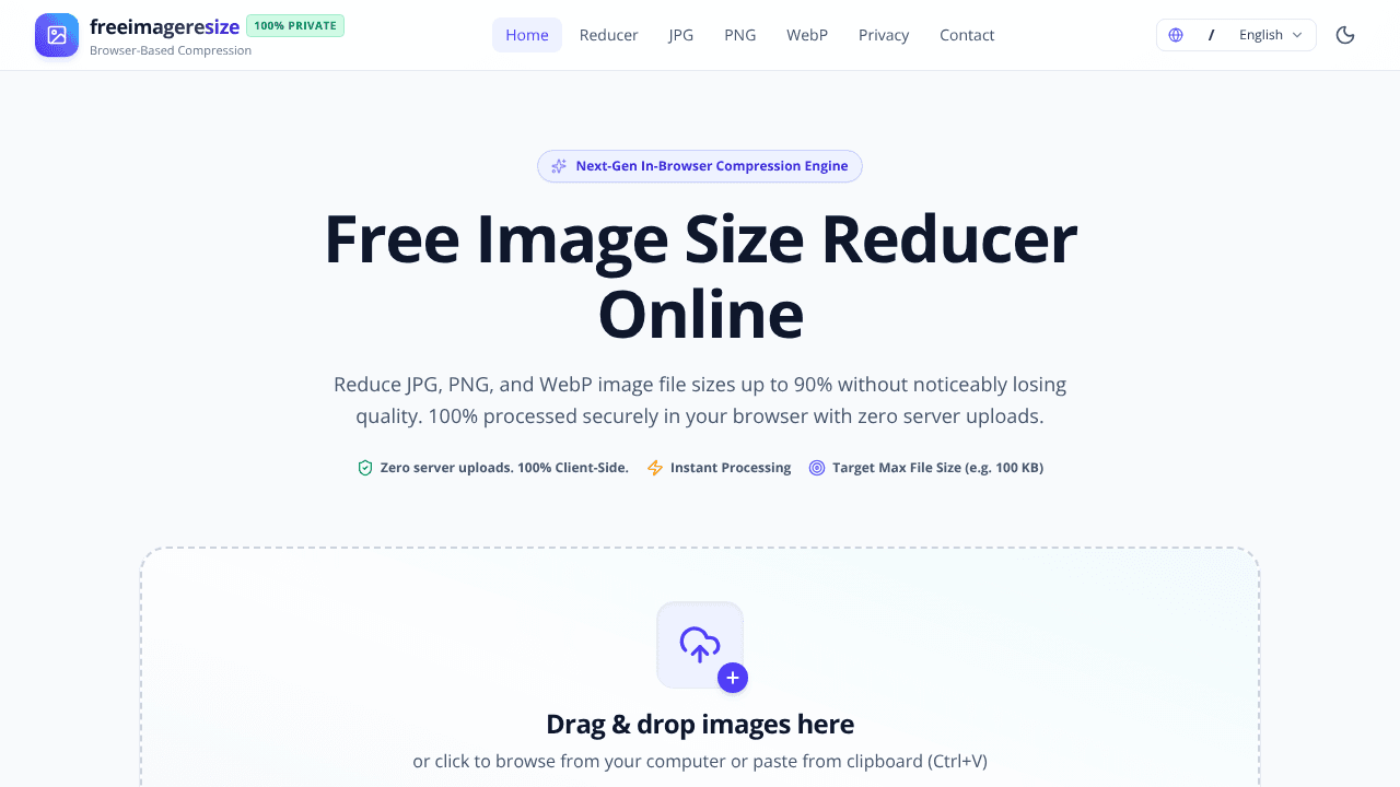 Compress Images/ Image Resize Tool website screenshot