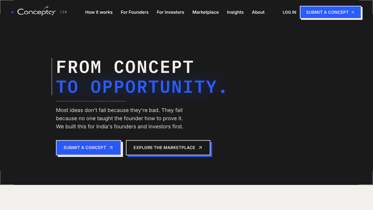 Conceptor — From Concept to Opportunity website screenshot