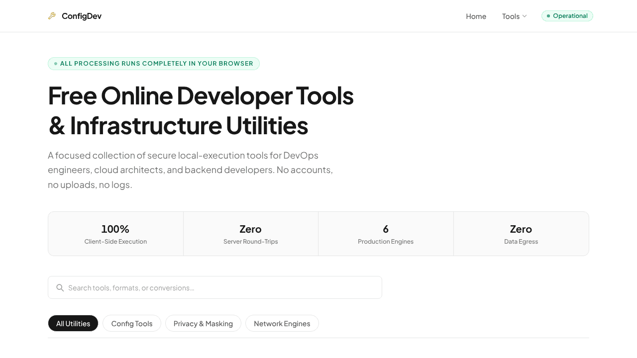 Configdev website screenshot