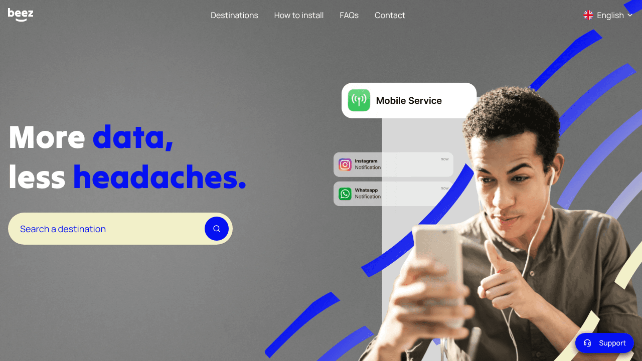 Connect more, for less. eSIM from $2,00 website screenshot
