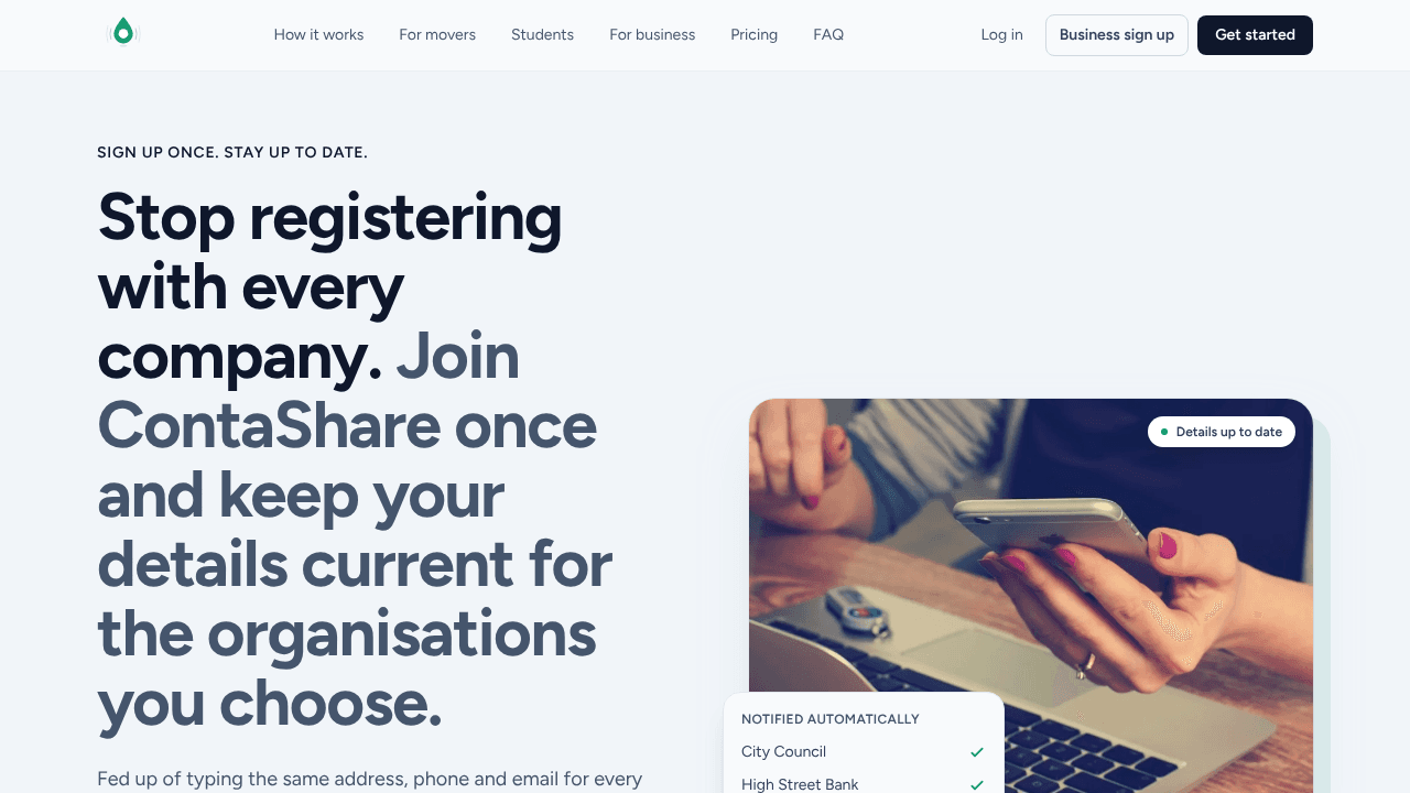 ContaShare website screenshot