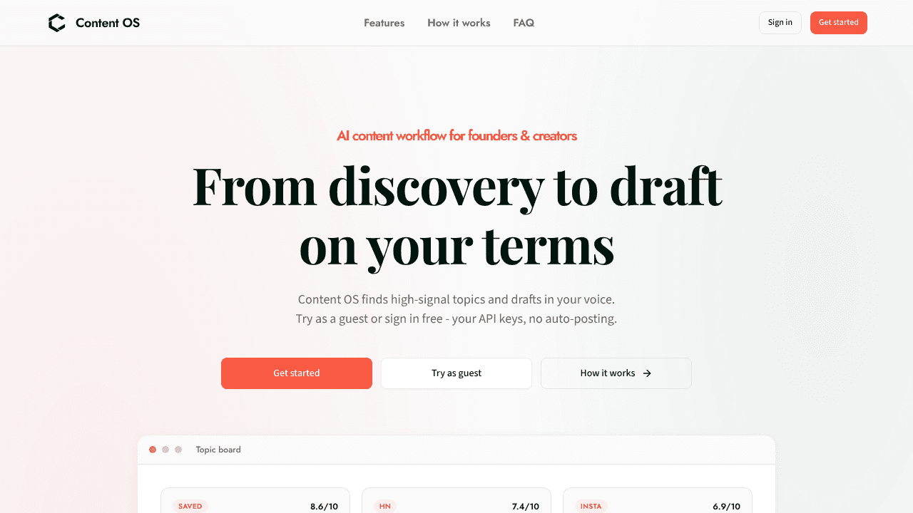 Content OS website screenshot