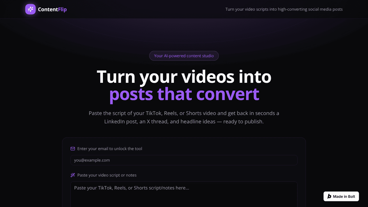 ContentFlip website screenshot