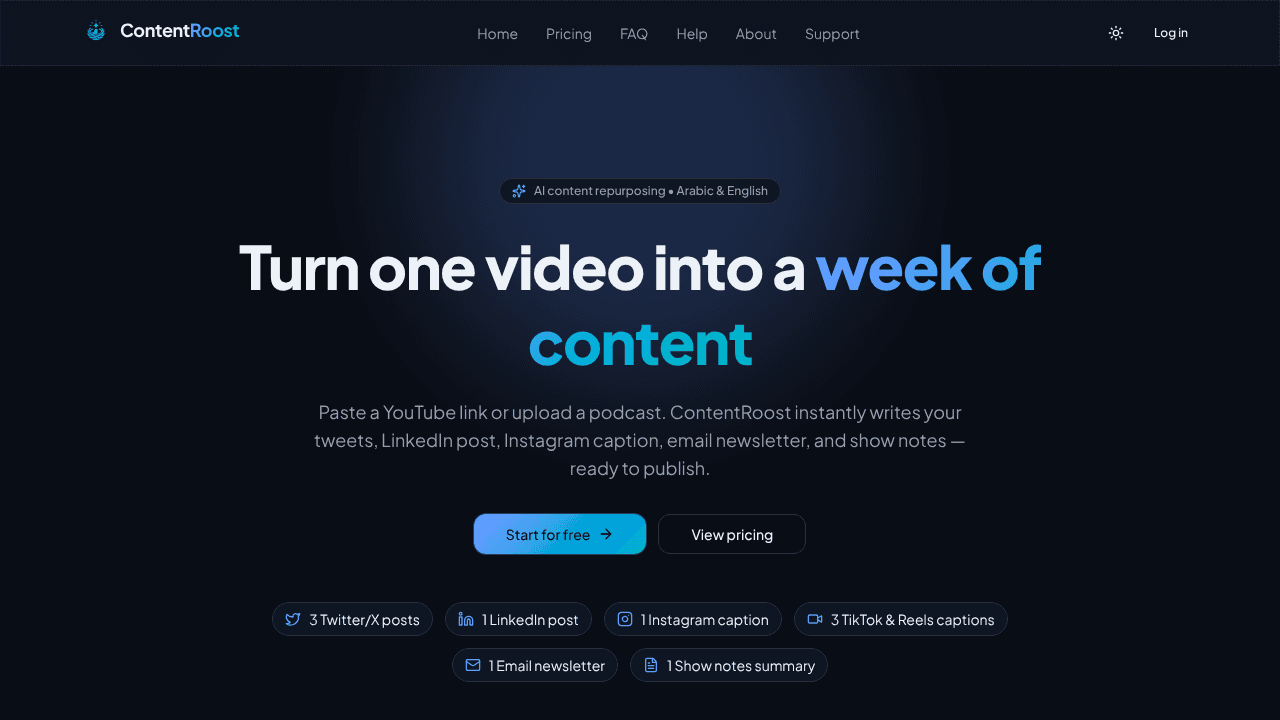 ContentRoost website screenshot