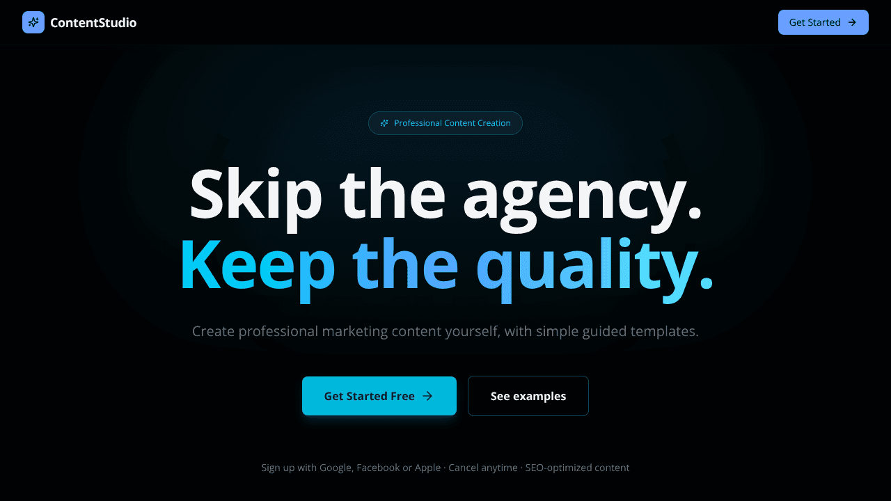 ContentStudio website screenshot