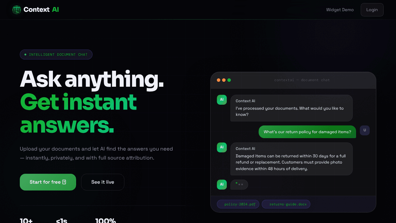 Context AI website screenshot