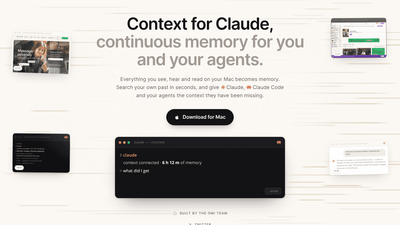 Context for Claude website screenshot