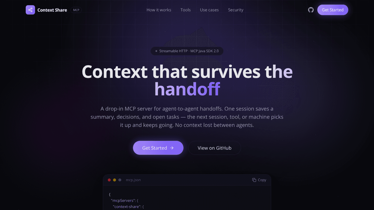 Context Share website screenshot