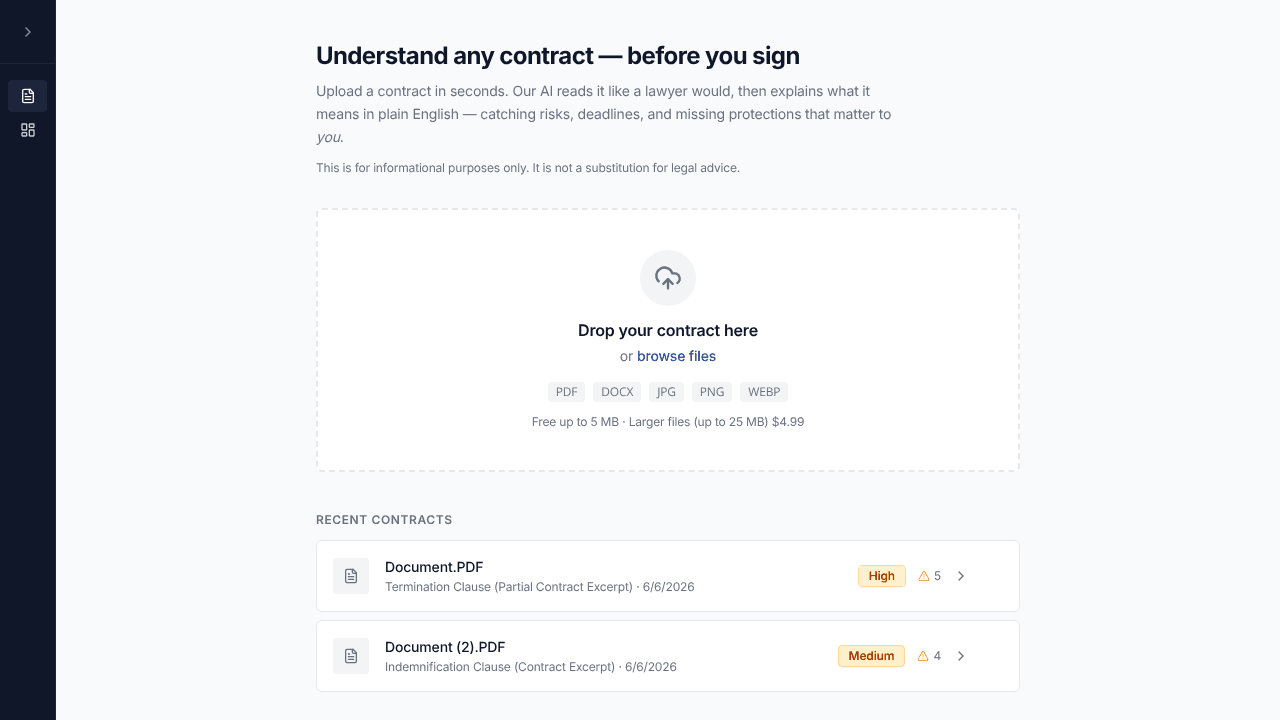 Contract Analyzer website screenshot