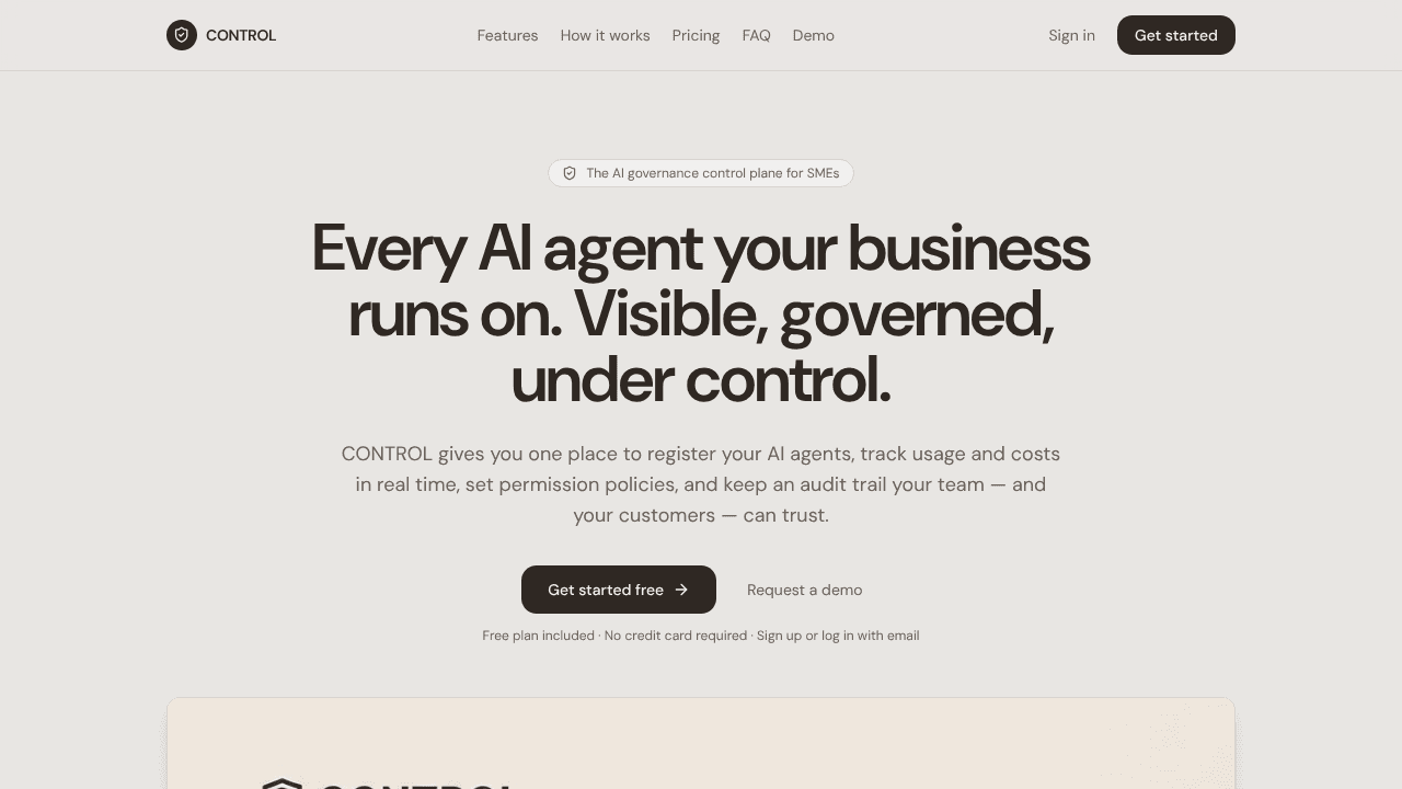 CONTROL website screenshot