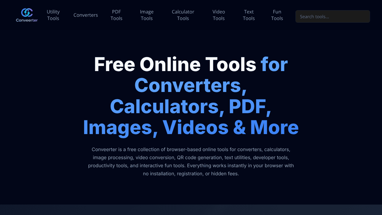 Conveerter website screenshot