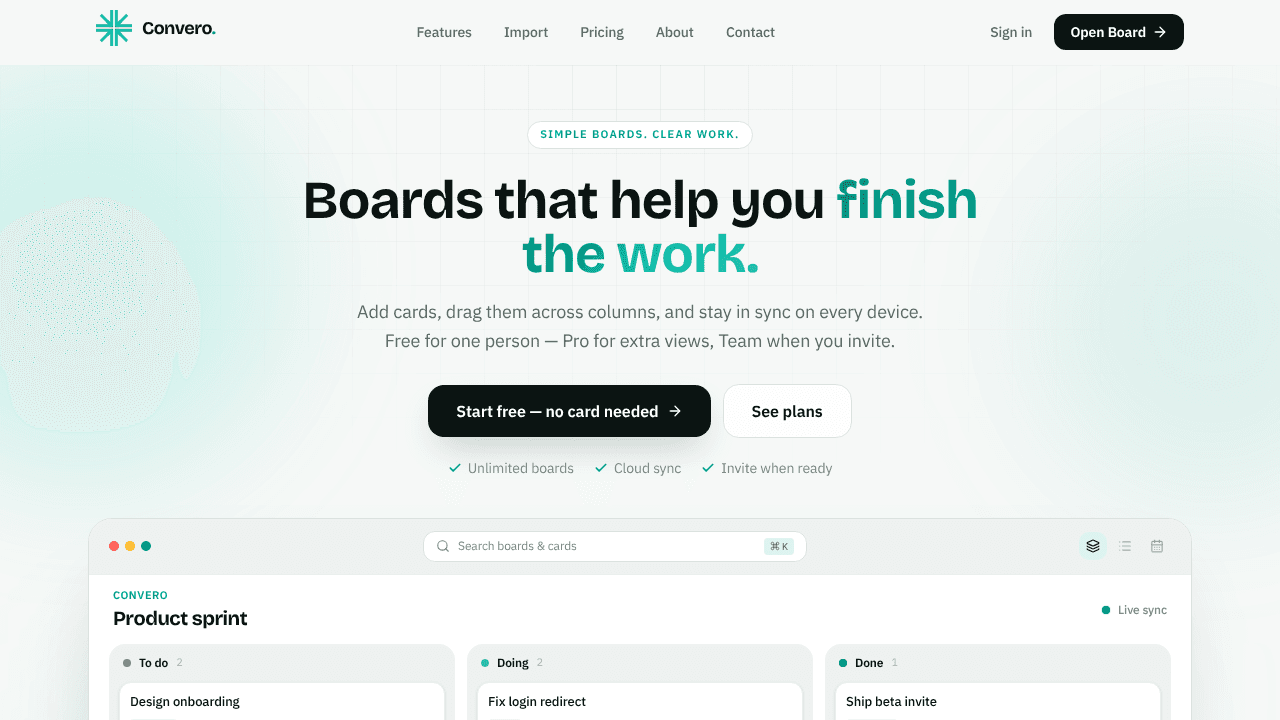 Convero website screenshot