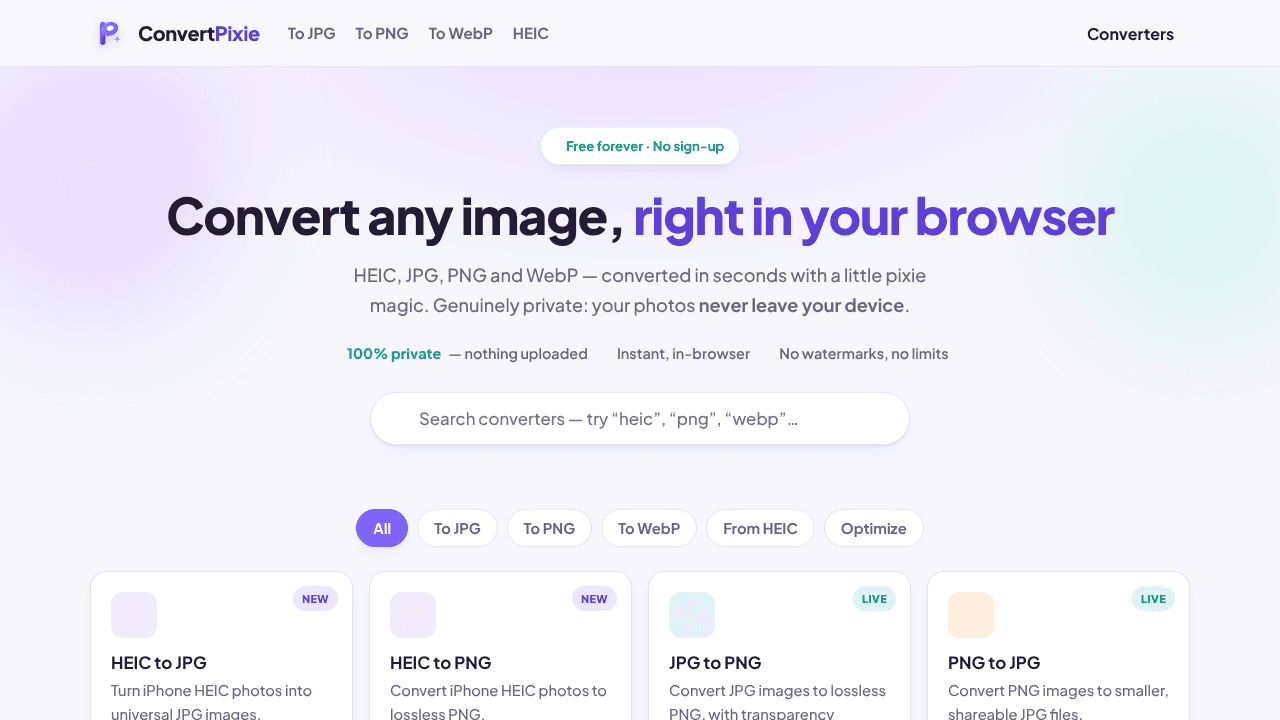 ConvertPixie website screenshot