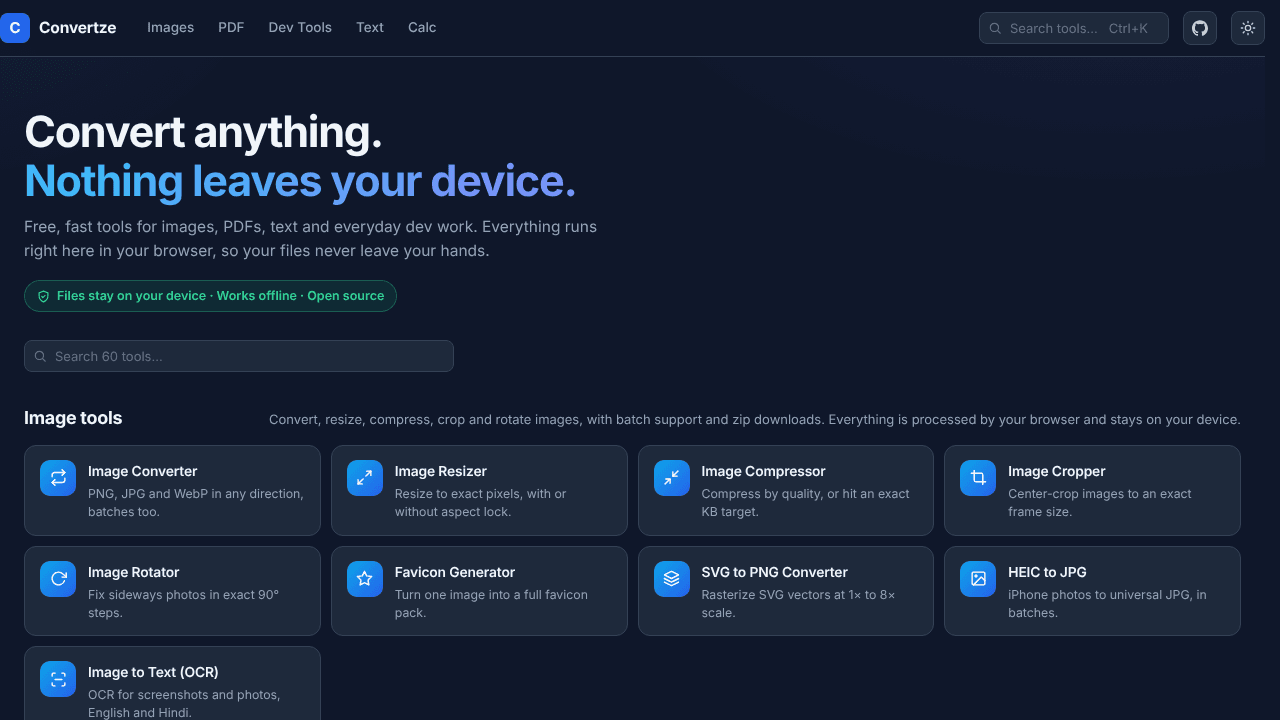 Convertze website screenshot