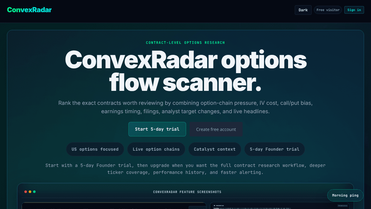 ConvexRadar website screenshot