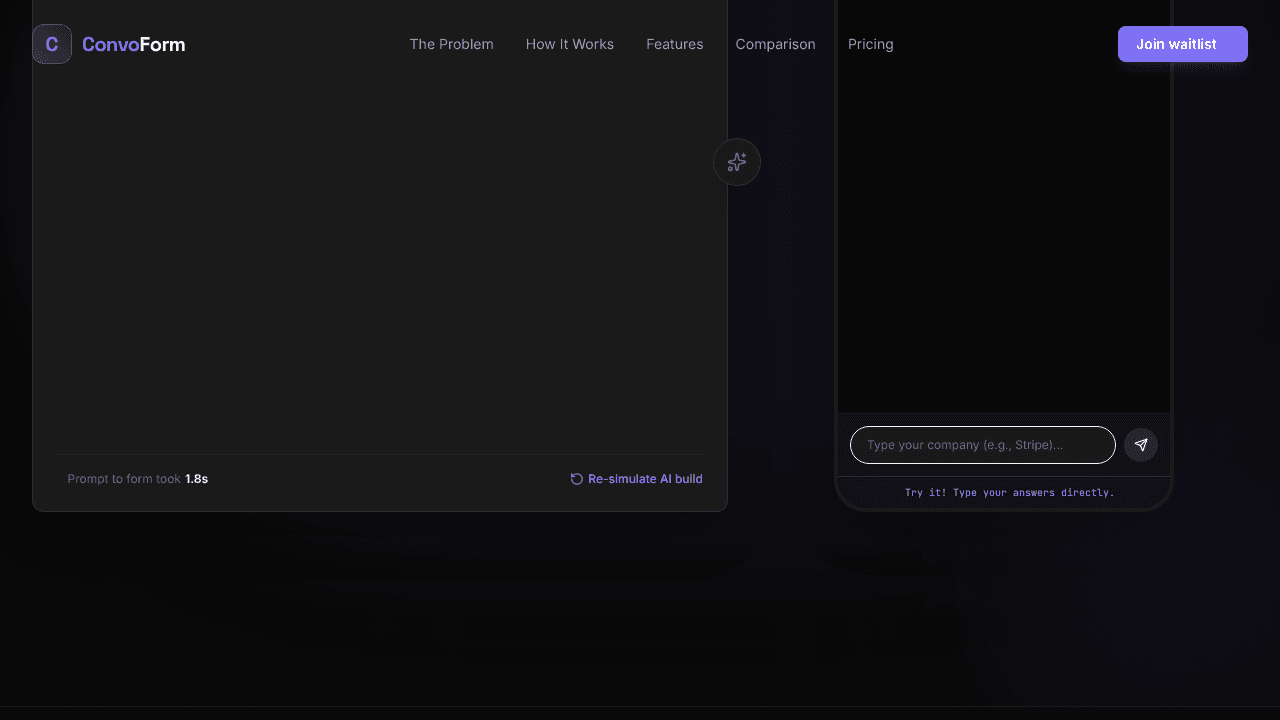 ConvoForm website screenshot