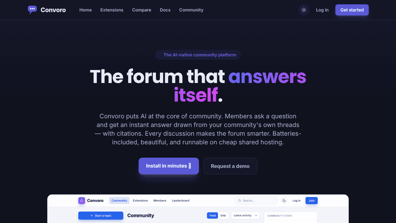 Convoro website screenshot