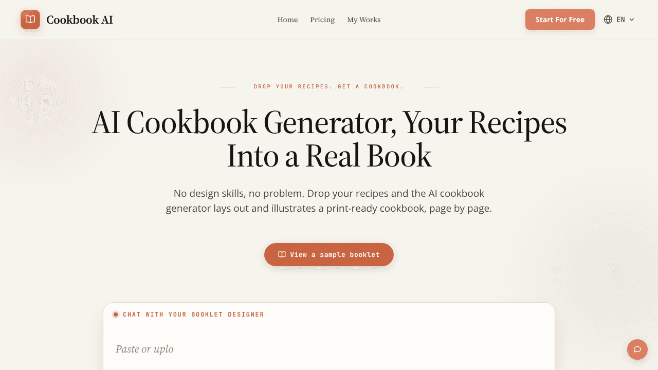 Cookbook AI website screenshot