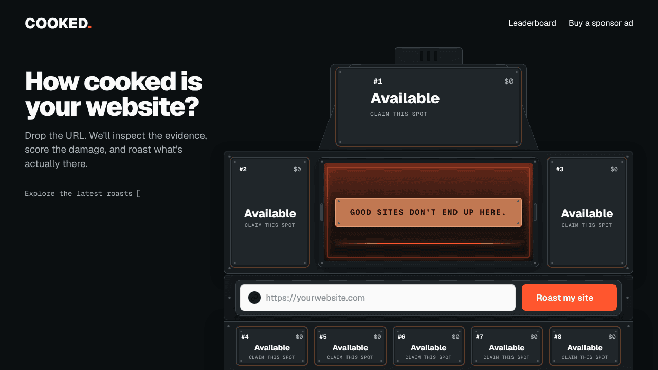 Cooked. website screenshot