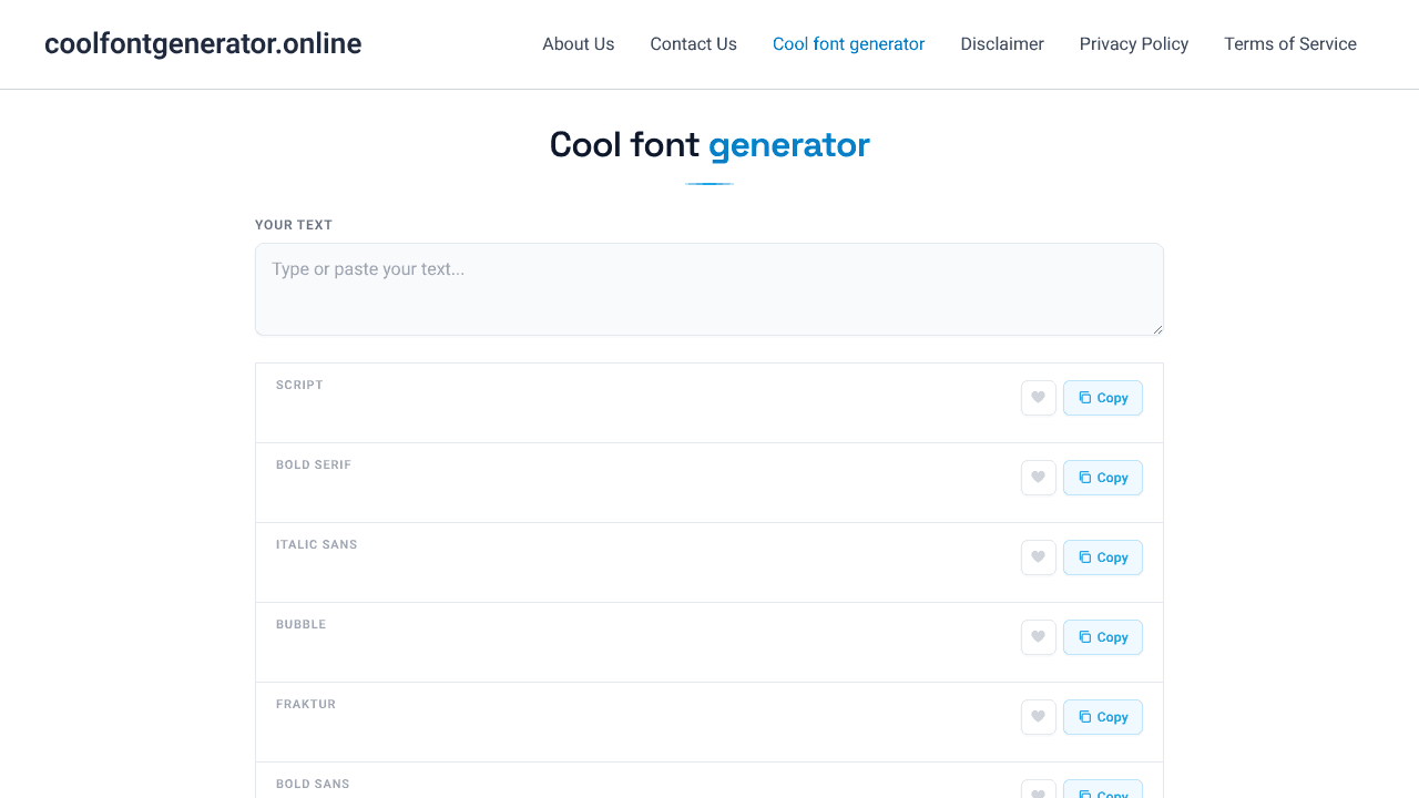 coolfontgenerator.online website screenshot