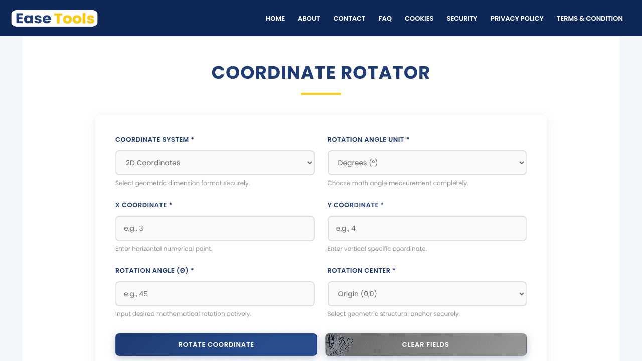 Coordinate Rotator website screenshot