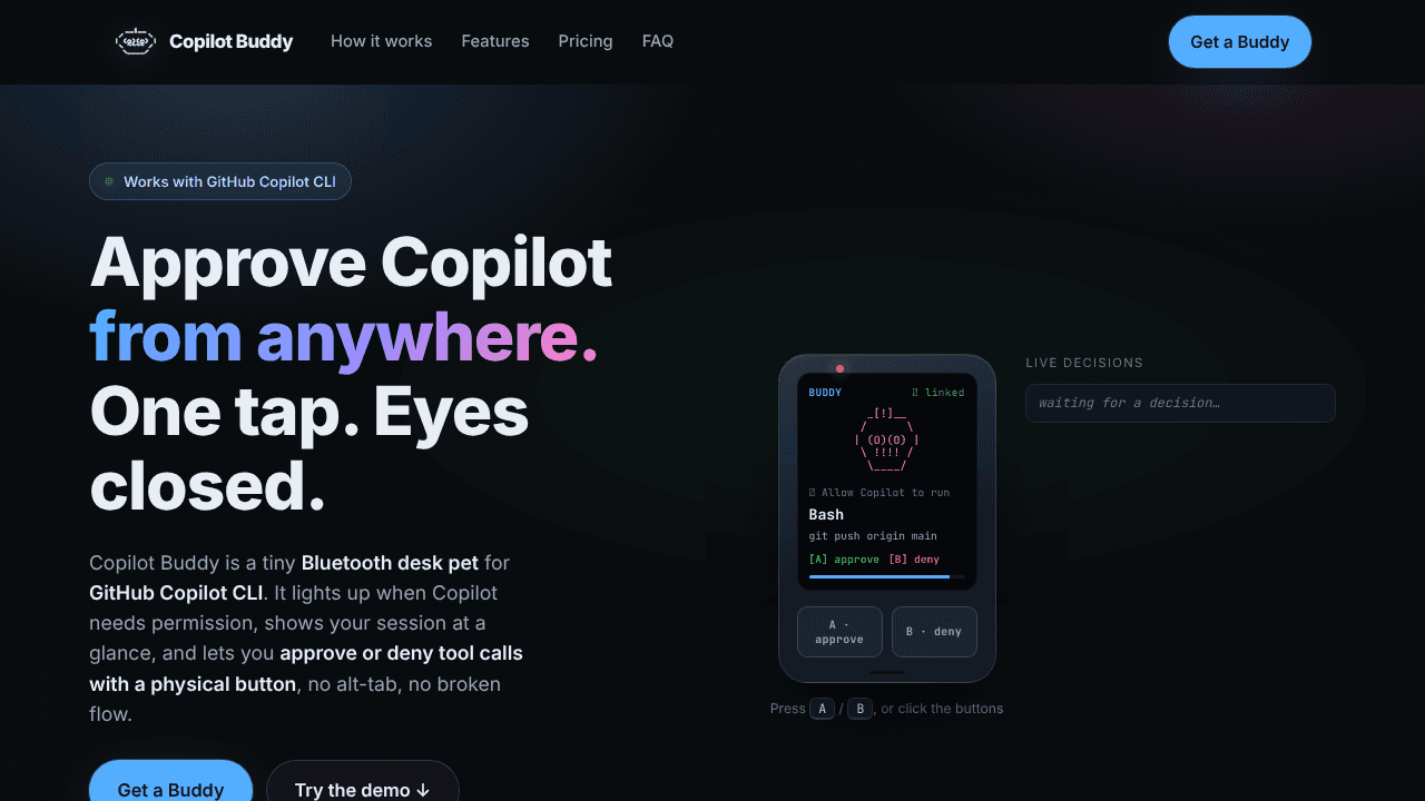 Copilot Buddy website screenshot