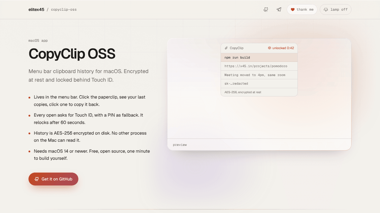 CopyClipOSS website screenshot