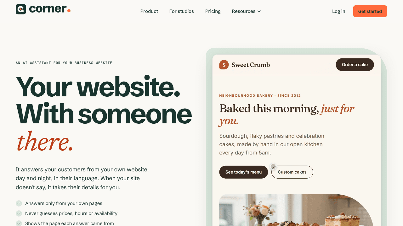Corner website screenshot