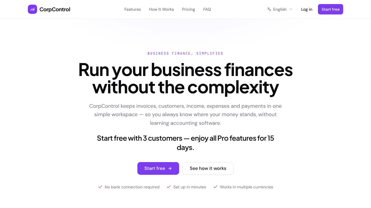 CorpControl website screenshot