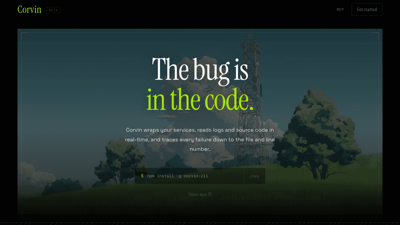 Corvin website screenshot