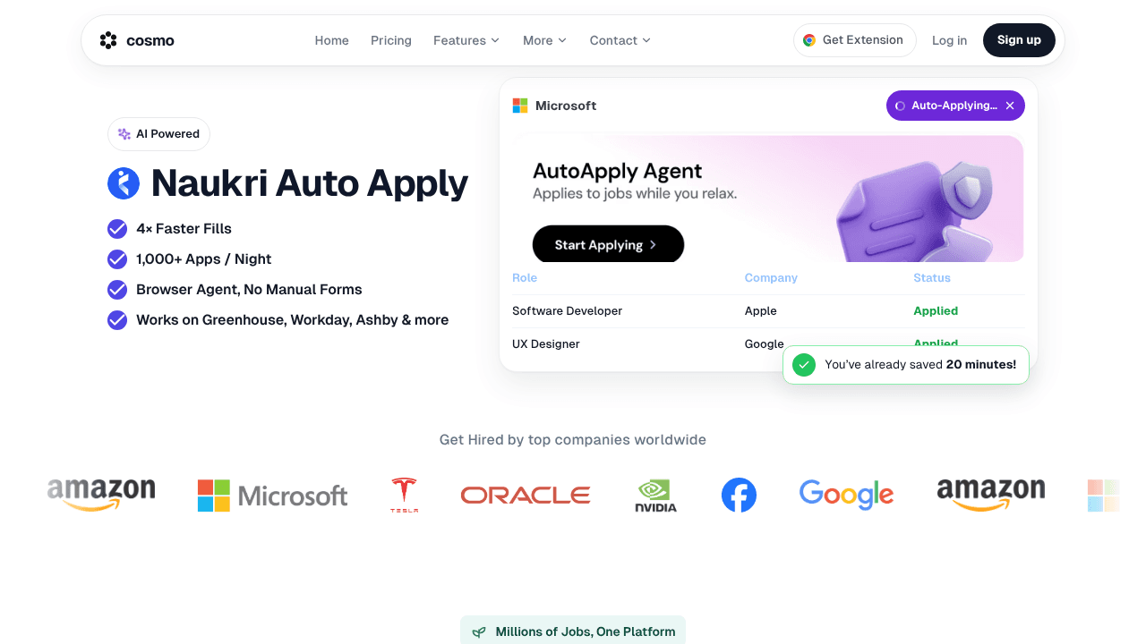 Cosmo Job Assistant website screenshot