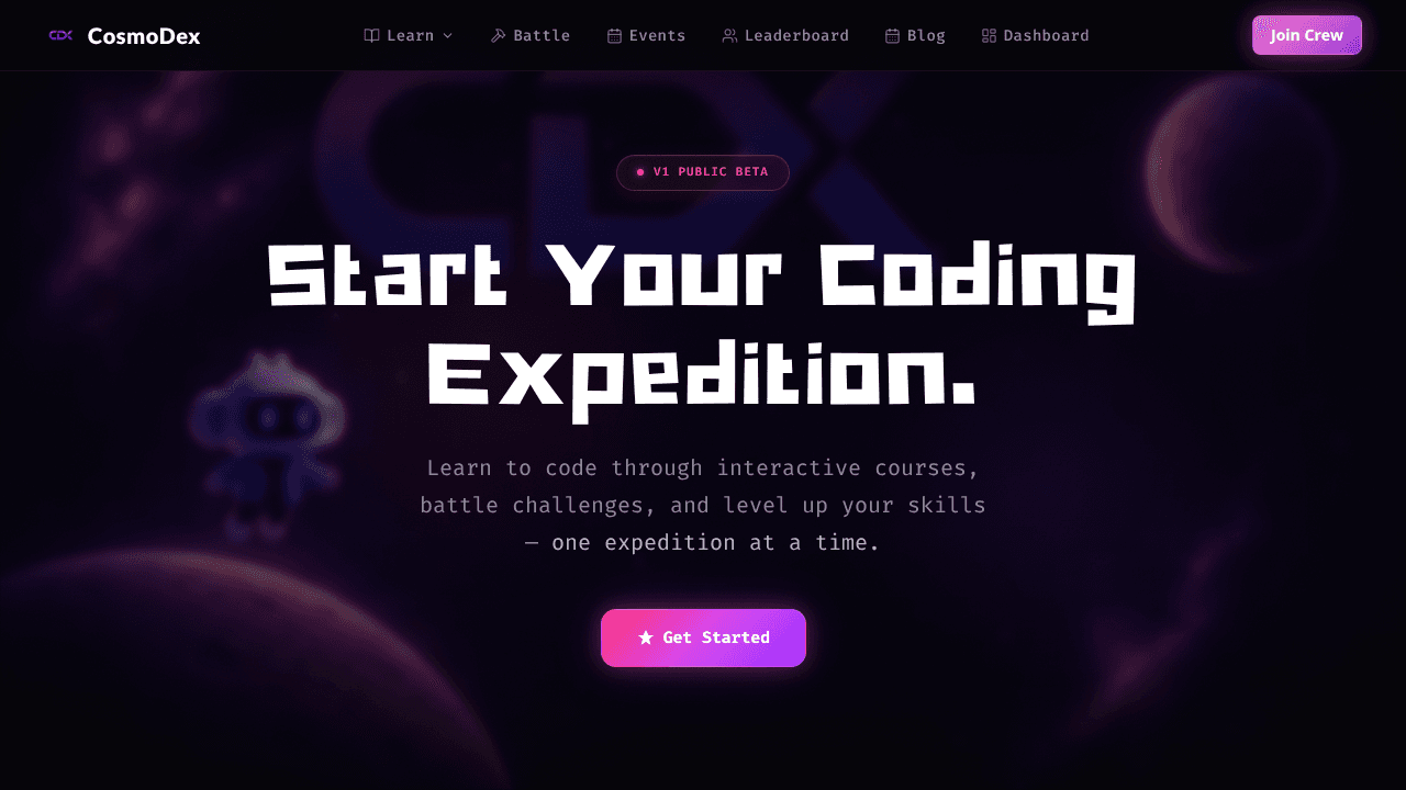 CosmoDex website screenshot