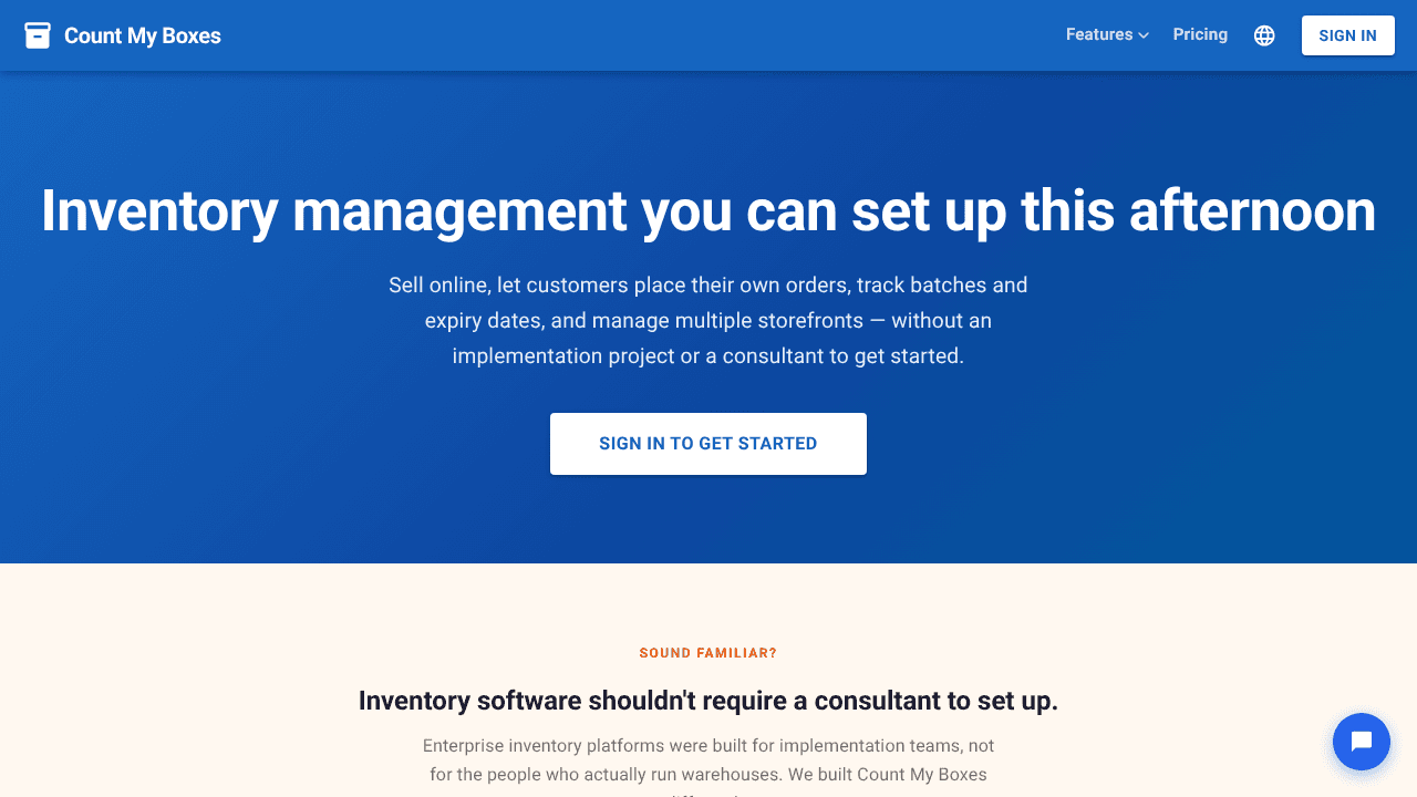 Count My Boxes website screenshot