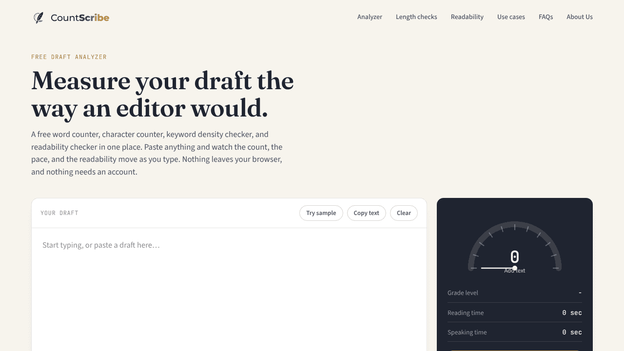 Count Scribe website screenshot