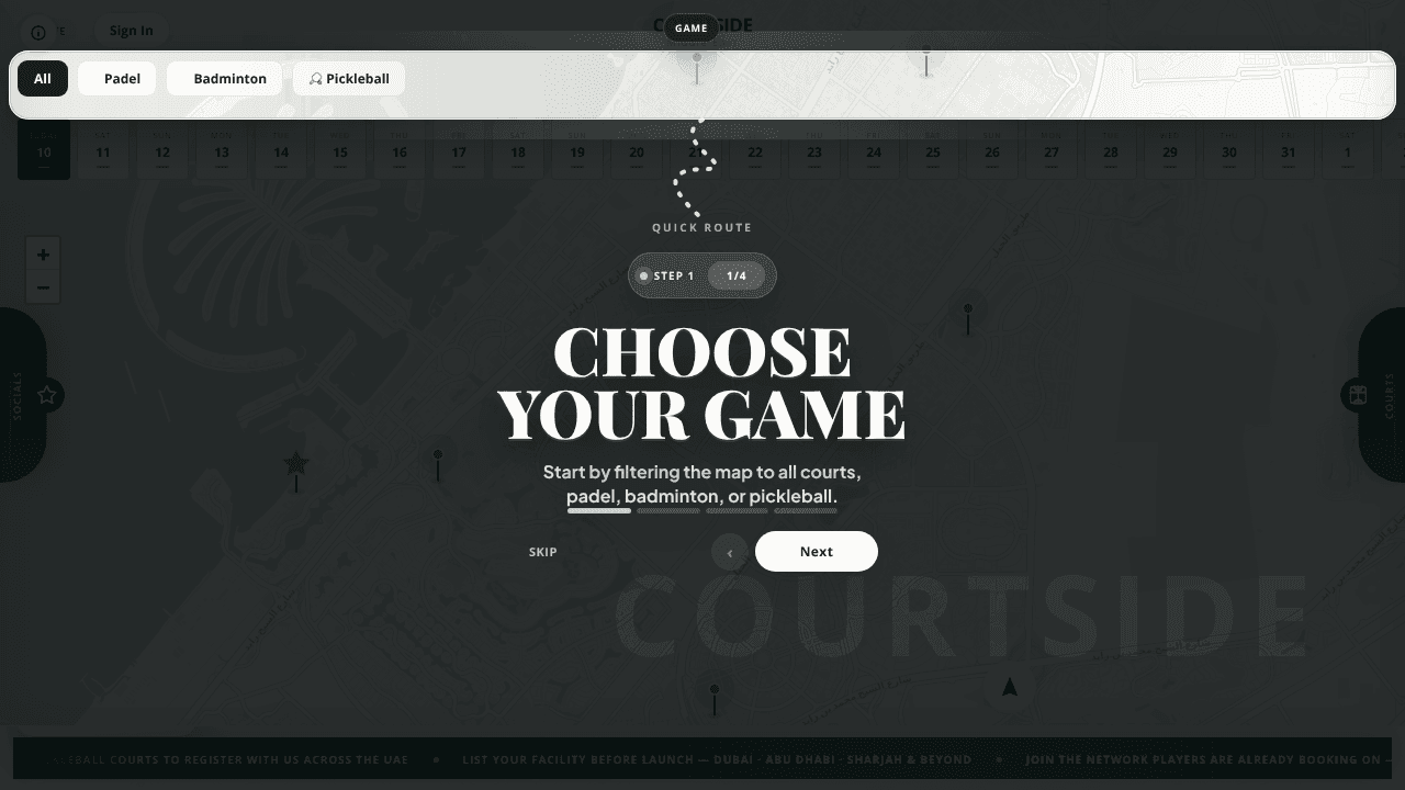Courtside Middle East website screenshot