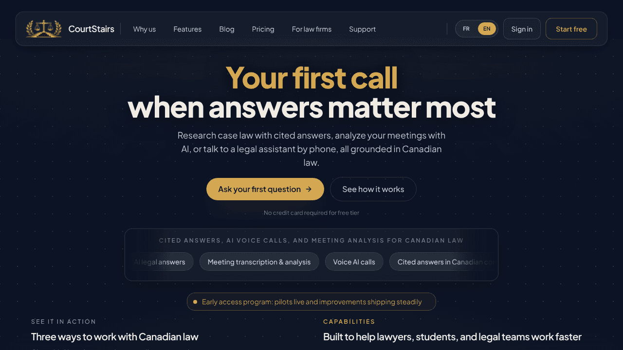 CourtStairs website screenshot