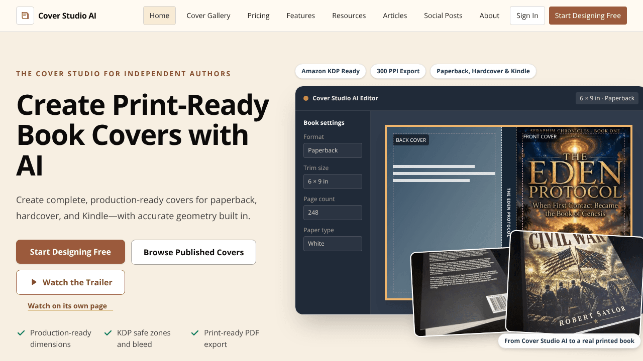 Cover Studio AI website screenshot
