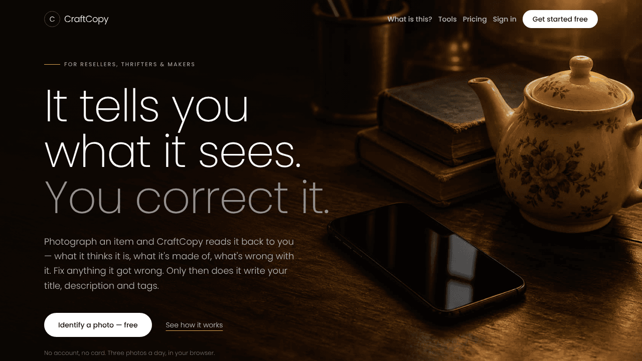 CraftCopy website screenshot
