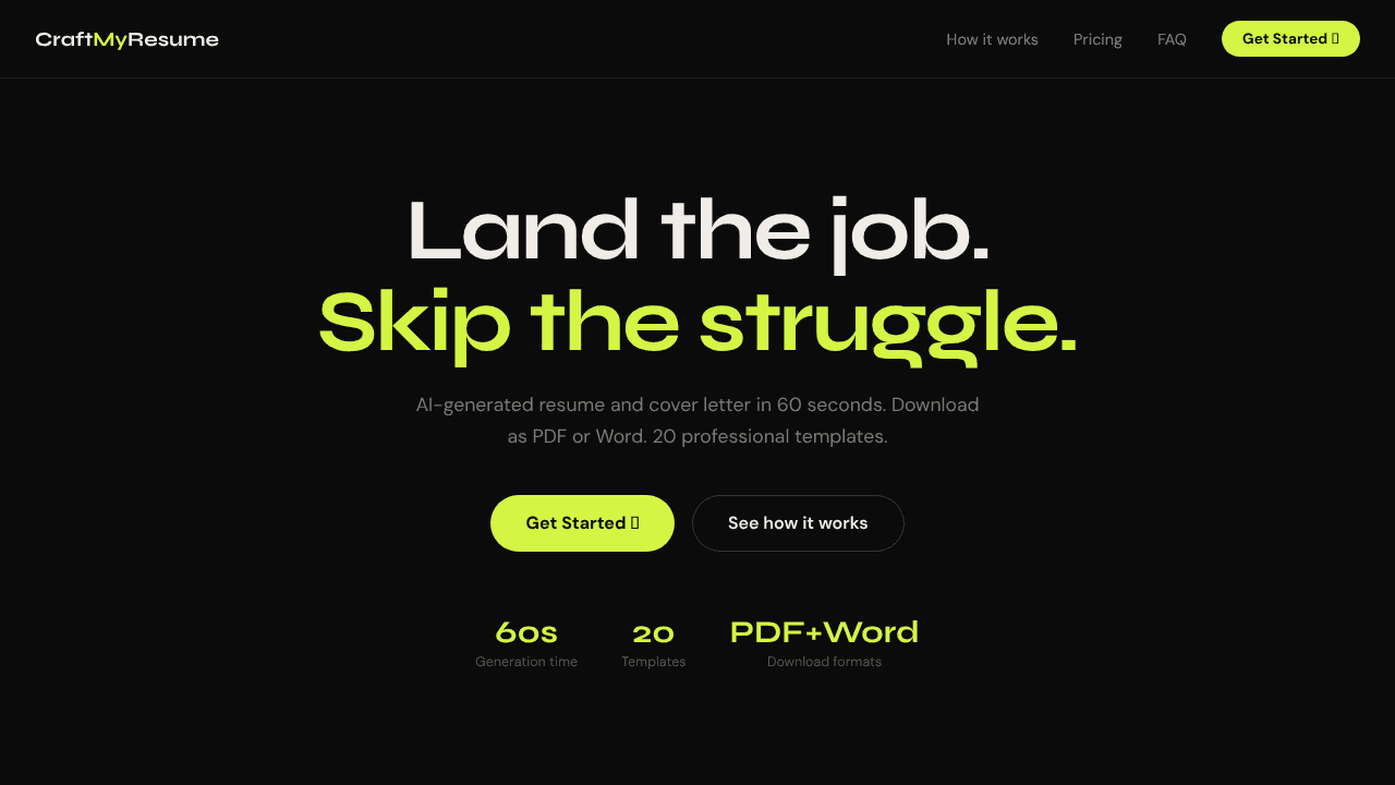 CraftMyResume  website screenshot