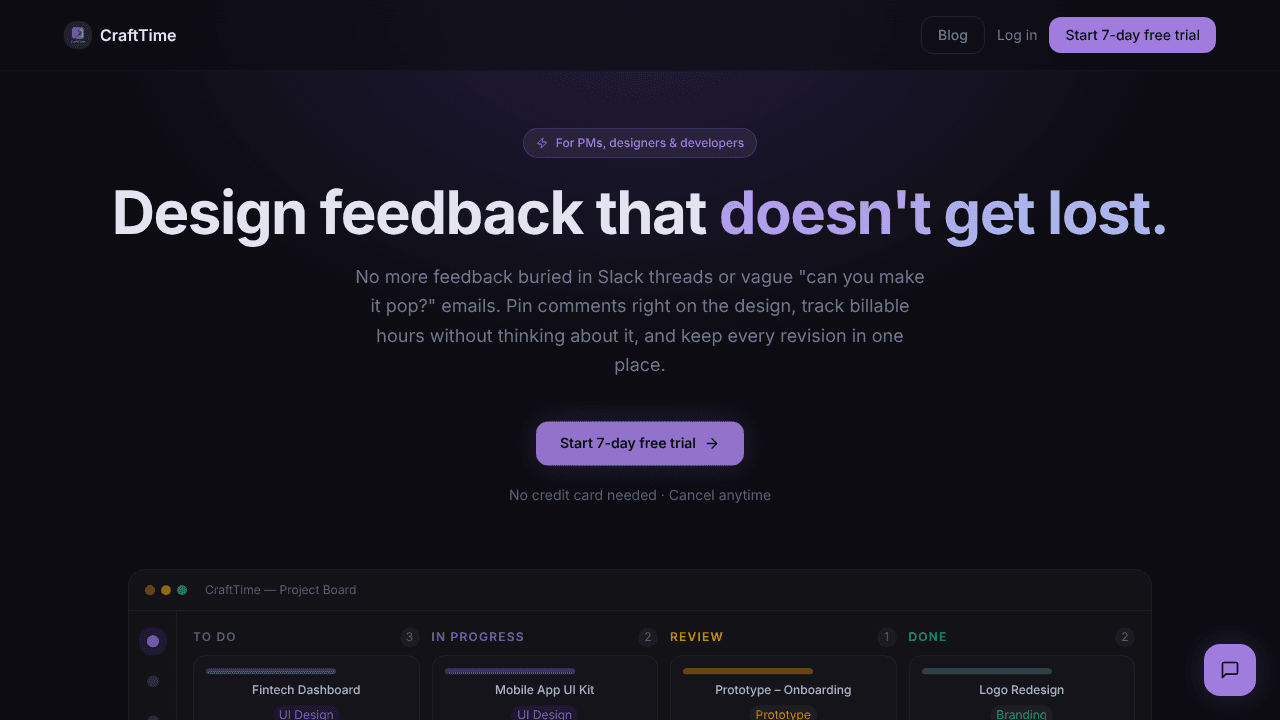 CraftTime website screenshot