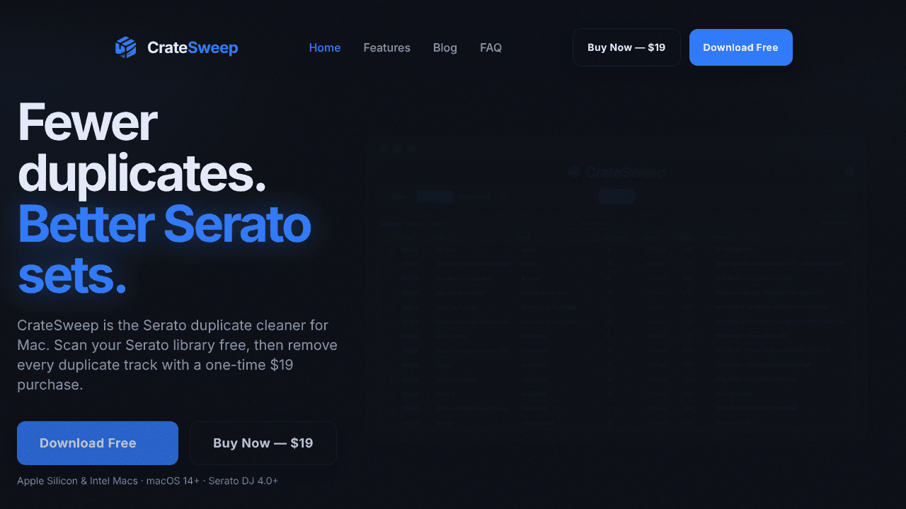 CrateSweep  website screenshot