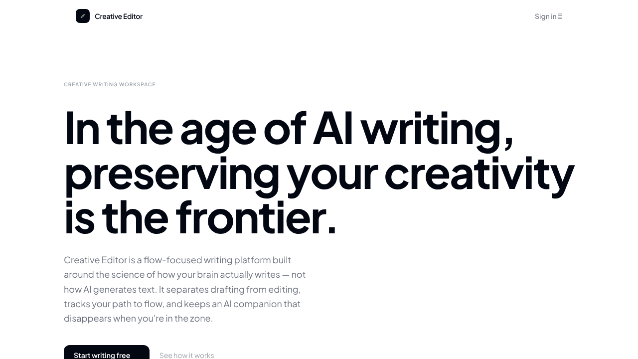 Creative Editor website screenshot
