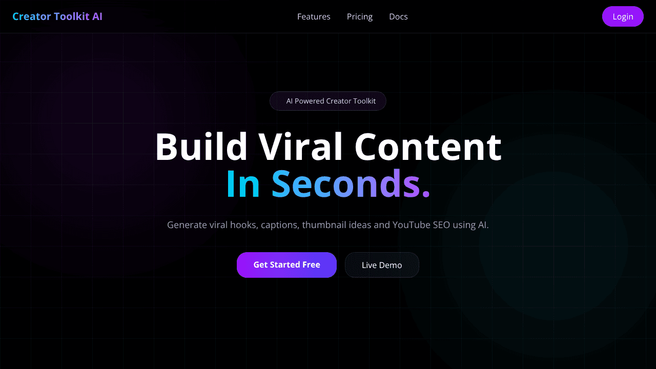 Creator Toolkit AI website screenshot