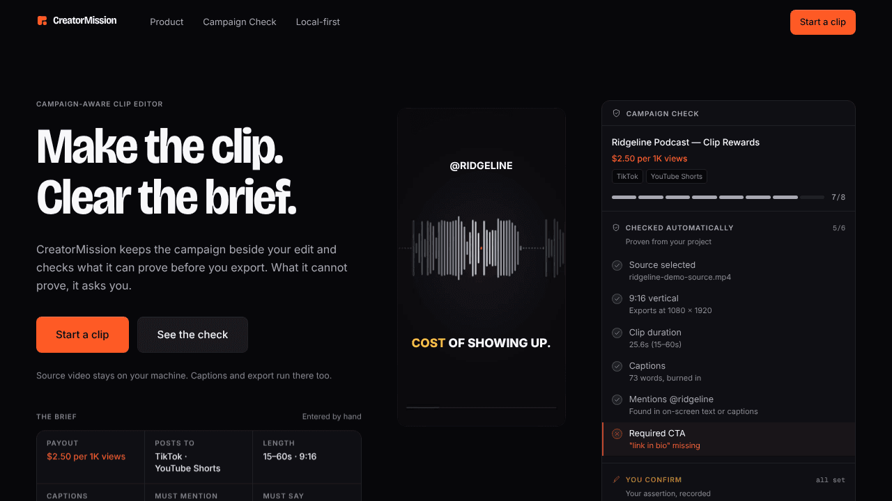 CreatorMission website screenshot
