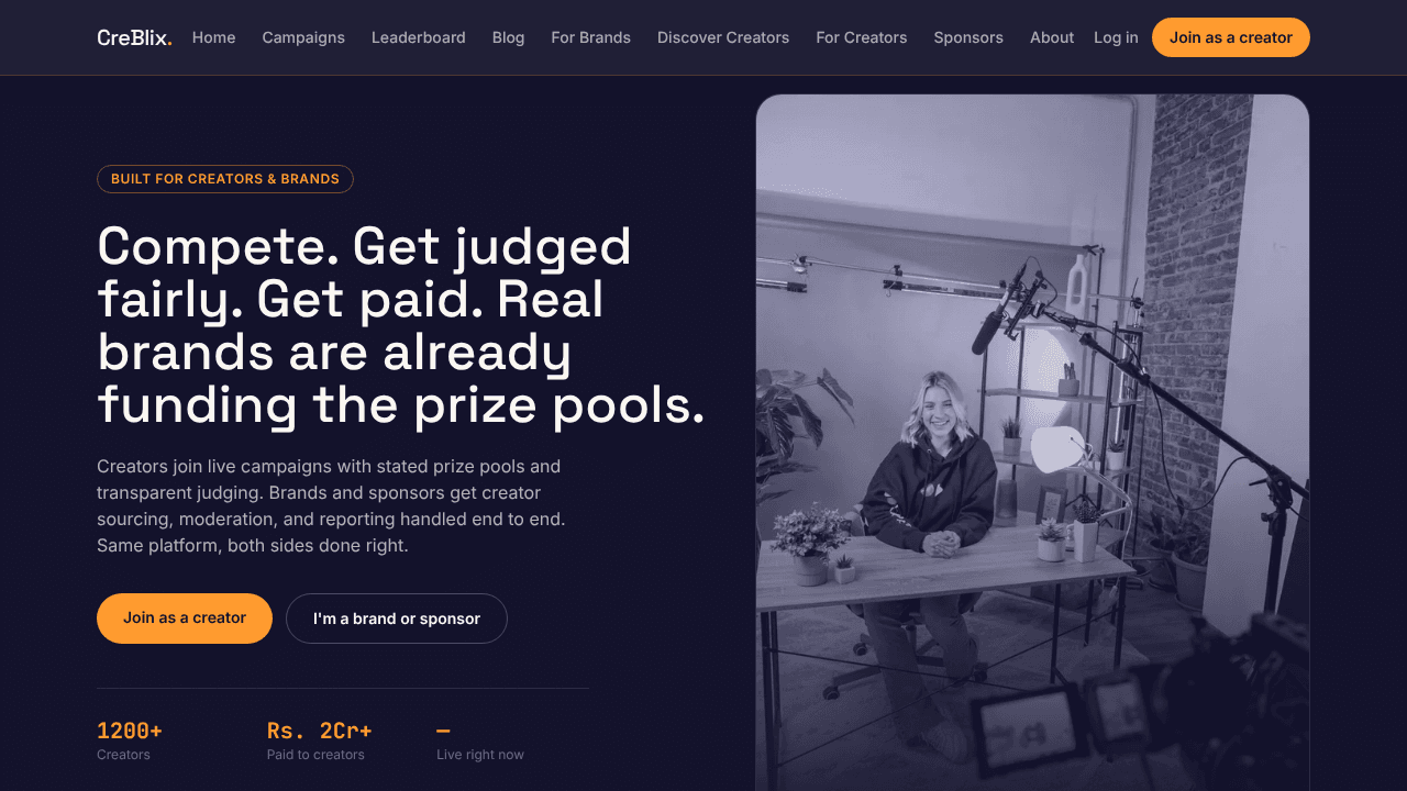 Creblix website screenshot