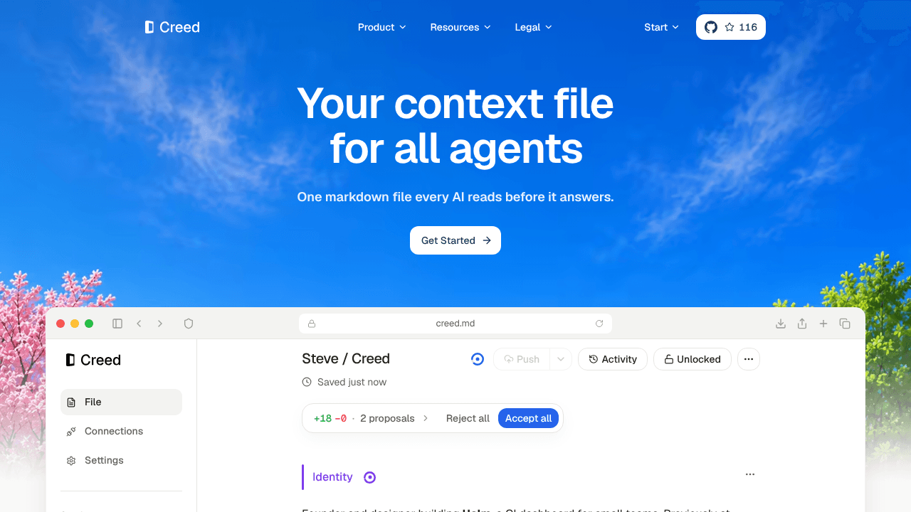 Creed website screenshot
