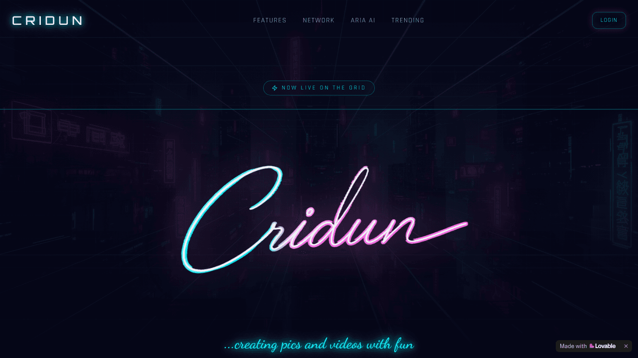Cridun — Enter the grid website screenshot